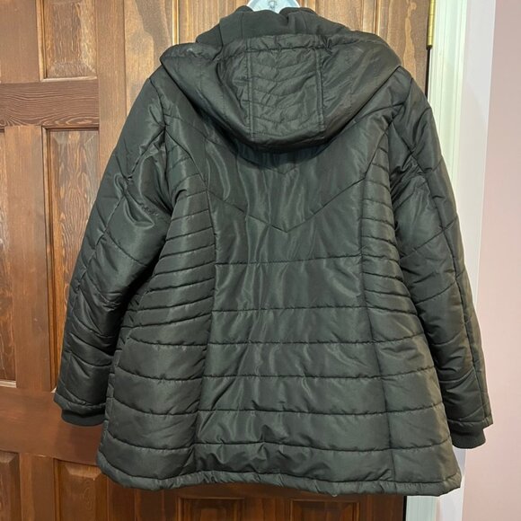 Plus Size 1X Black Puffer Long Winter Jacket Warm Water Resistant polyester y2k - Picture 5 of 7